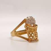14kt Yellow Gold & Diamond Basketball Ring