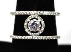 Gemstone Encrusted Sterling Silver Double Band Ring