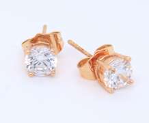Lot of 2 Sterling Silver Cubic Zirconia Stud Earrings