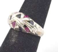 Weaved Style Blue And Pink Gemstone Sterling Silver Ring