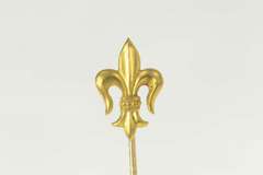 14K Yellow Gold Fleur De Lis French Freedom Symbol Stick Pin