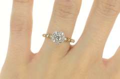 14K Yellow Gold 0.75 Ctw Round Diamond Halo Engagement Ring