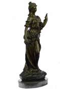 Young Woman with a Long Stem of Fruit Bronze Statue