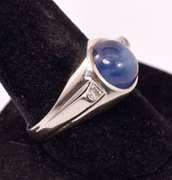 Sensational Star Sapphire and Diamond Ring in 14K White Gold