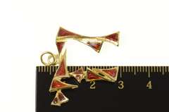 14K Yellow Gold Enamel Chai Hebrew Jewish Faith Symbol Pendant