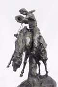 Cowboy with Bucking Horse Bronze Sculpture