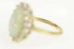 14K Yellow Gold 2.98 Ctw Natural Opal Diamond Halo Statement Ring