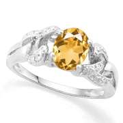 1.10 CT CITRINE & DIAMOND 925 STERLING SILVER RING