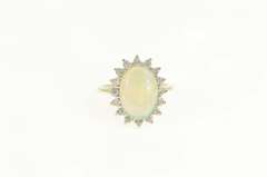 14K Yellow Gold 2.98 Ctw Natural Opal Diamond Halo Statement Ring