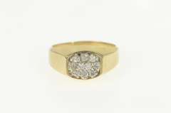 10K Yellow Gold 0.40 Ctw Diamond Retro Men's Squared Cluster Ring