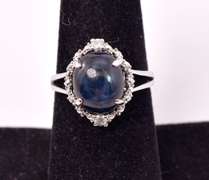 Wonderful 6.65CTS Sapphire and 0.09CTW Diamond Ring in Sterling Silver