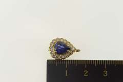 14K Yellow Gold 1.83 Ctw Pear Tanzanite Diamond Halo Pendant