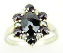 Early French 900 Silver Garnet Ring, Size 6.25
