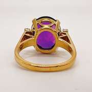 18kt Solid Yellow Gold, Amethyst, & Diamond Ring