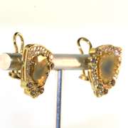 Dreamy Yellow Crystal and Diamond Earrings in 18K Yellow Gold