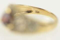 10K Yellow Gold Heart Garnet Pave Diamond Love Symbol Ring