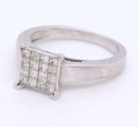 Platinum Princess Diamond Cluster Bridal Ring