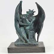 Green Patina Devil Bronze Sculpture
