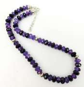 Large Faceted Amethyst Rondelles & Sterling Necklace