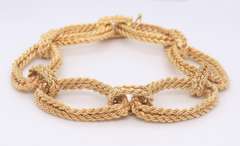 Attractive Oval Rope Spiral Link Chain Yellow Gold Bracelet