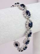 Delightful 120.51CTW Blue Sapphire Necklace & Bracelet with 2.83CTW Diamond Accents in Platinum Plated Sterling Silver