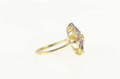 10K Yellow Gold Marquise Amethyst Diamond Freeform Cluster Ring