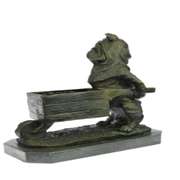 Bulldog Bronze Planter Sculpture Statue