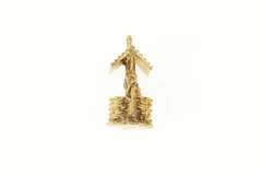 14K Yellow Gold 3D Articulated Wishing Well Lucky Charm/Pendant