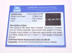 Incredible 6.34CTW Natural Emerald & 0.76CTW Diamond Bracelet in Sterling Silver