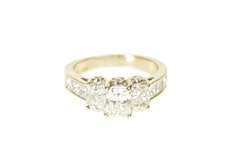 14K White Gold 2.49 Ctw Radiant Three Stone Diamond Engagement Ring