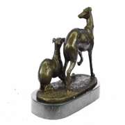 Two Greyhounds Playing Bronze Statue