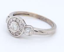 Dazzling  White Gold Milgrain Halo Engagement Ring