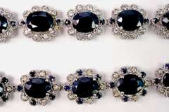 Delightful 120.51CTW Blue Sapphire Necklace & Bracelet with 2.83CTW Diamond Accents in Platinum Plated Sterling Silver