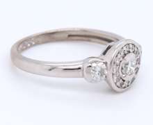 Dazzling  White Gold Milgrain Halo Engagement Ring
