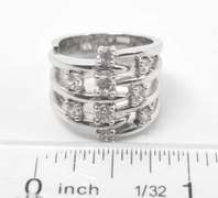 9 Clear Gemstones In Stylish Sterling Silver Ring