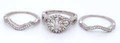 Impressive White Gold Diamond Halo Bridal Set