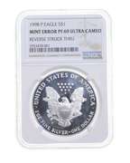 PF69 UCAM Mint Error 1998-P American Silver Eagle REV Struck Thru NGC