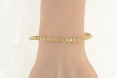 14K Yellow Gold Classic Squared Round Cut CZ Tennis Bracelet