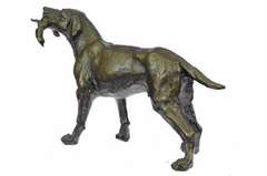 Shaggy Dog Captures a Bird Bronze Sculpture