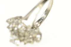 14K White Gold Classic Statement Cluster Flashy Cocktail Ring