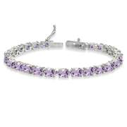 Oval-cut 6X4mm Amethyst Tennis Bracelet in Sterling Silver