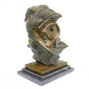 Modern Art Face Carved on Rock Bronze Sculpture