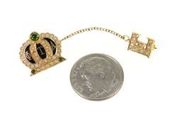 14K Yellow Gold Phi Theta Alpha Crown Seed Pearl E Lapel Pin/Brooch