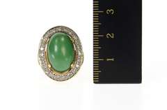 18K Yellow Gold Aventurine Diamond Halo Ornate Cocktail Ring