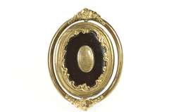 Gold Filled Victorian Black Onyx Spinning Mourning Hair Pin/Brooch