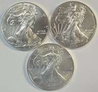 Gem BU 2018, 2019, & 2020 $1 Silver Eagles in original US Mint boxes