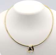 Dreamy 2 Tone Omega Chain with Slider Pendant Necklace