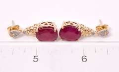 Marvelous 14.38CTW Ruby & 0.17CTW Diamond Earrings in Gold Plated Sterling Silver
