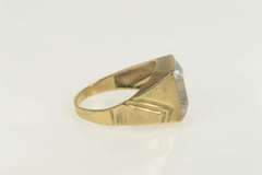 14K Yellow Gold Retro Emerald Cut CZ Grooved Graduated Ring