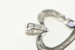 14K White Gold Diamond Tanzanite Accent Curvy Heart Love Pendant